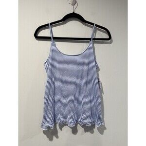 NEW Gap Body Cami Tank Top Women XS Striped Stretch Ruffle Coastal Travel Preppy